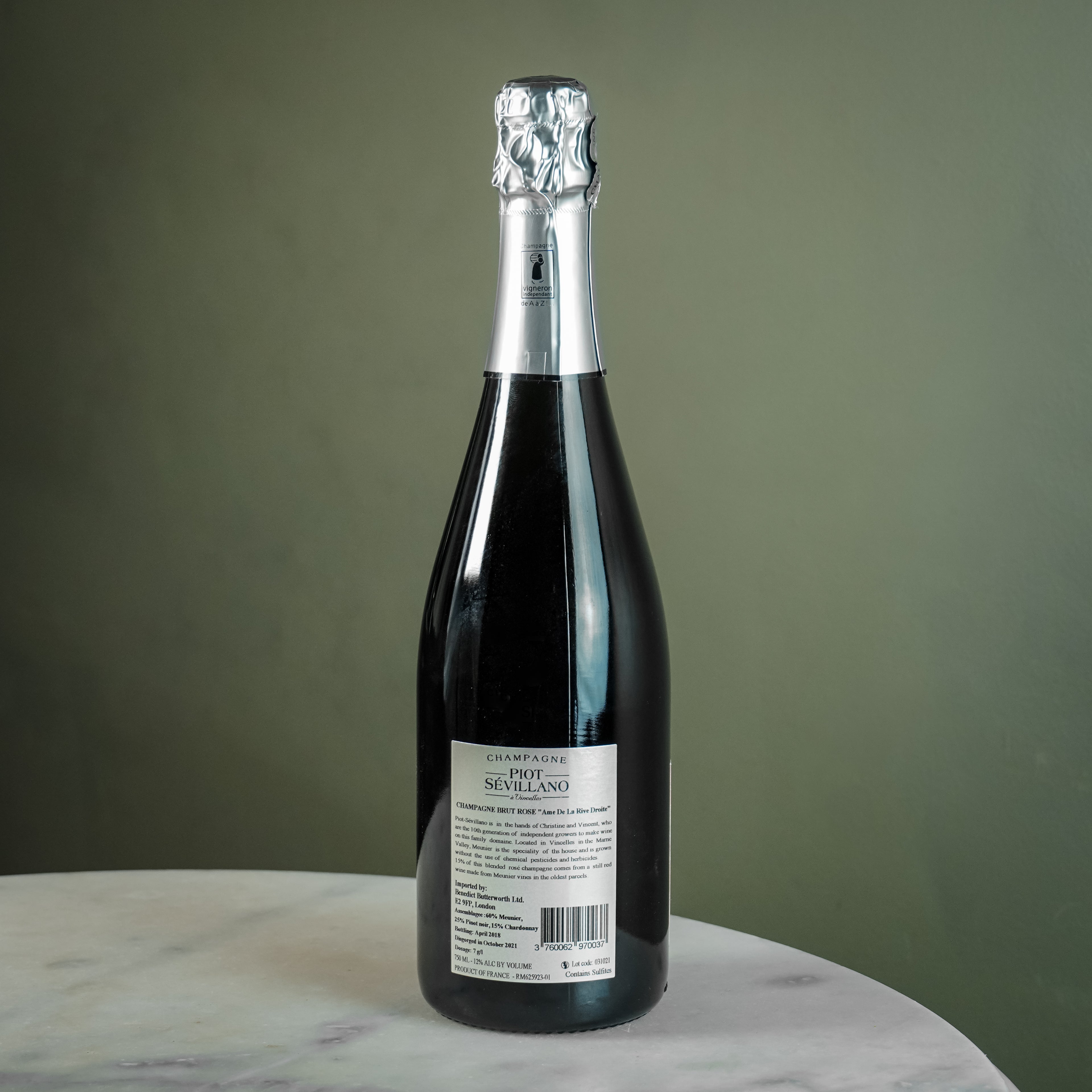 Champagne Piot-Sévillano, L'Âme de la Rive Doite Brut Rosé, NV