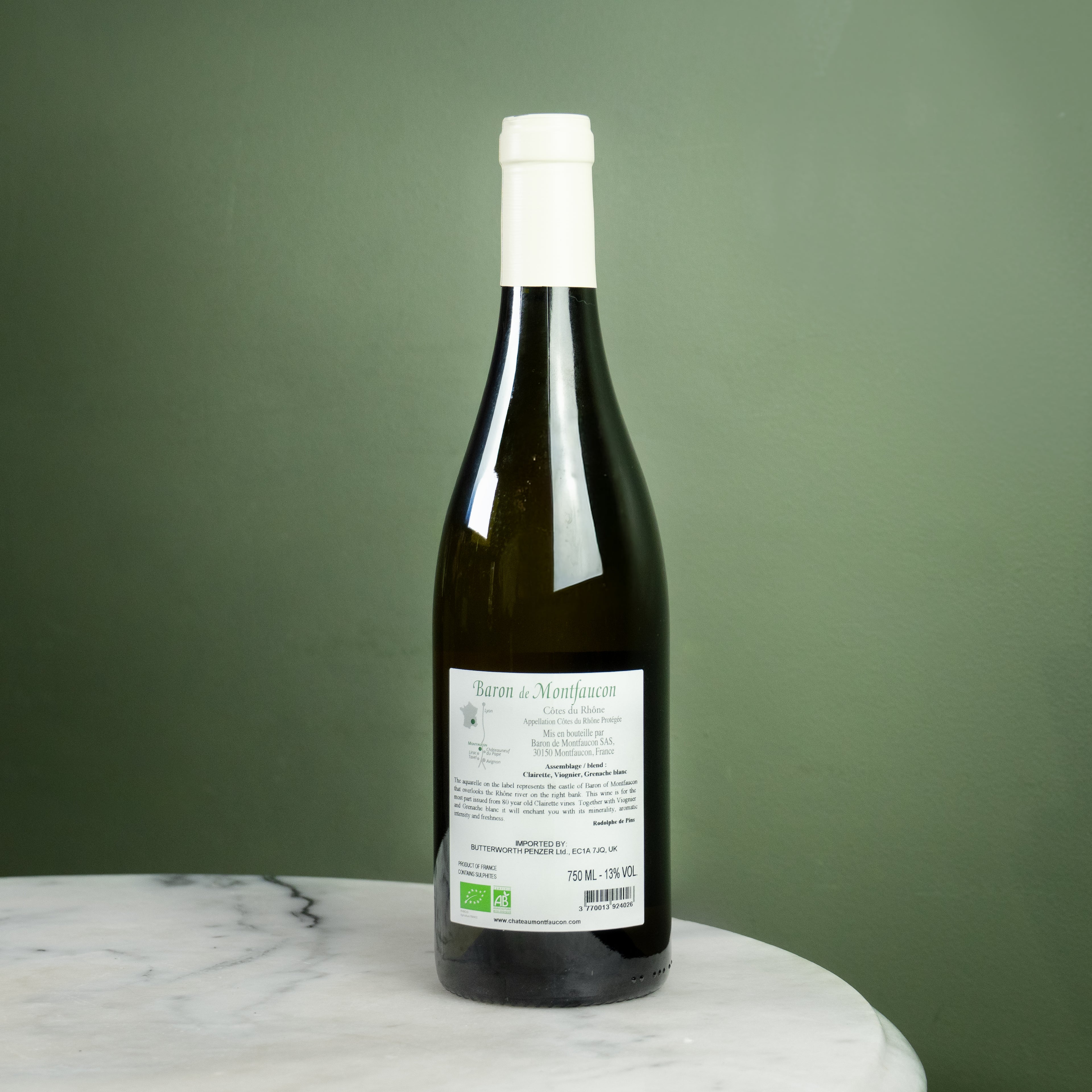 Château de Montfaucon, 'Baron de Montfaucon' Côtes du Rhône Blanc, 2023