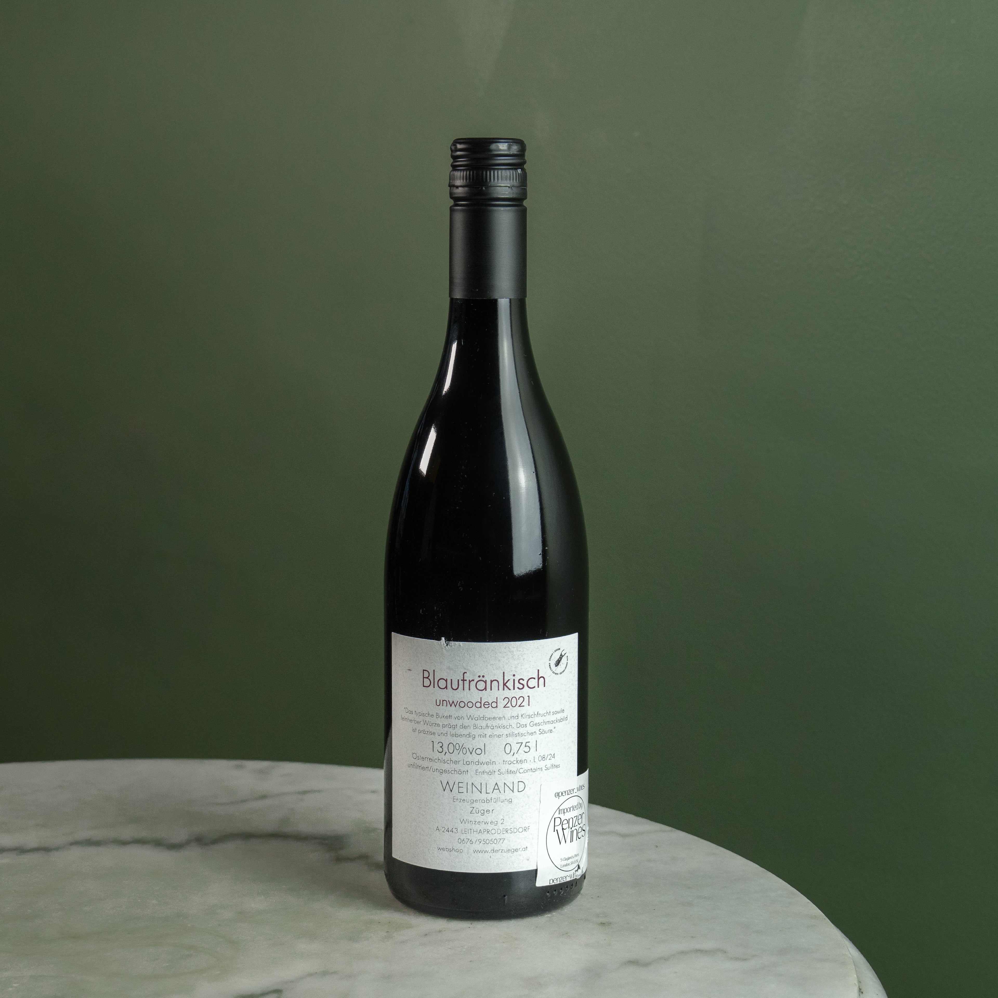 Weinwerkstatt Züger, Blaüfrankisch Unwooded, 2019
